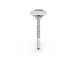 White gold Halo Fancy Green Princess -Cut Diamond Pave Band Milgrain Prong Setting Ring_36