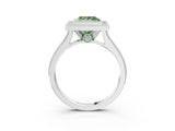 White gold Halo Fancy Green Princess -Cut Diamond Pave Band Milgrain Prong Setting Ring_38