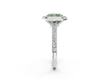 White gold Halo Fancy Green Radiant -Cut Diamond Pave Band Milgrain Prong Setting Ring_57