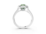 White gold Halo Fancy Green Radiant -Cut Diamond Pave Band Milgrain Prong Setting Ring_57