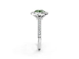 White gold Halo Fancy Green Round -Cut Diamond Pave Band Milgrain Prong Setting Ring_75