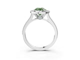 White gold Halo Fancy Green Round -Cut Diamond Pave Band Milgrain Prong Setting Ring_76