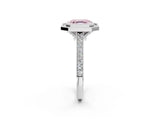 White gold Halo Fancy Pink Asscher -Cut Diamond Pave Band Milgrain Prong Setting Ring_55