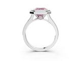 White gold Halo Fancy Pink Asscher -Cut Diamond Pave Band Milgrain Prong Setting Ring_64