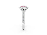 White gold Halo Fancy Pink Cushion -Cut Diamond Pave Band Milgrain Prong Setting Ring_57