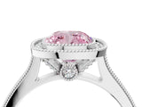 White gold Halo Fancy Pink Cushion -Cut Diamond Pave Band Milgrain Prong Setting Ring_59