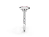 White gold Halo Fancy Pink Emerald -Cut Diamond Pave Band Milgrain Prong Setting Ring_57