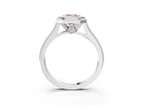 White gold Halo Fancy Pink Emerald -Cut Diamond Pave Band Milgrain Prong Setting Ring_58