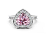 White gold Halo Fancy Pink Heart -Cut Diamond Pave Band Milgrain Prong Setting Ring_55