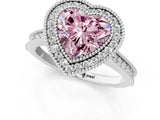White gold Halo Fancy Pink Heart -Cut Diamond Pave Band Milgrain Prong Setting Ring_55