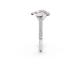White gold Halo Fancy Pink Heart -Cut Diamond Pave Band Milgrain Prong Setting Ring_56