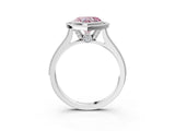 White gold Halo Fancy Pink Heart -Cut Diamond Pave Band Milgrain Prong Setting Ring_58