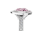 White gold Halo Fancy Pink Heart -Cut Diamond Pave Band Milgrain Prong Setting Ring_59