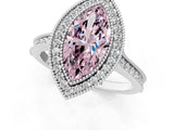 White gold Halo Fancy Pink Marquise -Cut Diamond Pave Band Milgrain Prong Setting Ring_56