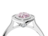 White gold Halo Fancy Pink Marquise -Cut Diamond Pave Band Milgrain Prong Setting Ring_59