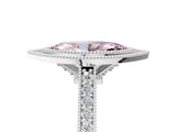 White gold Halo Fancy Pink Marquise -Cut Diamond Pave Band Milgrain Prong Setting Ring_60