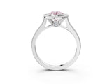 White gold Halo Fancy Pink Oval -Cut Diamond Pave Band Milgrain Prong Setting Ring_58