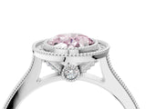 White gold Halo Fancy Pink Oval -Cut Diamond Pave Band Milgrain Prong Setting Ring_59