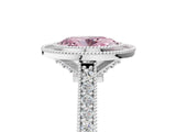 White gold Halo Fancy Pink Oval -Cut Diamond Pave Band Milgrain Prong Setting Ring_60