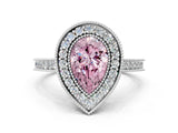 White gold Halo Fancy Pink Pear -Cut Diamond Pave Band Milgrain Prong Setting Ring_55