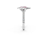 White gold Halo Fancy Pink Pear -Cut Diamond Pave Band Milgrain Prong Setting Ring_57