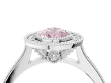 White gold Halo Fancy Pink Pear -Cut Diamond Pave Band Milgrain Prong Setting Ring_59