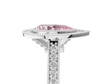 White gold Halo Fancy Pink Pear -Cut Diamond Pave Band Milgrain Prong Setting Ring_60