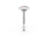 White gold Halo Fancy Pink Princess -Cut Diamond Pave Band Milgrain Prong Setting Ring_37