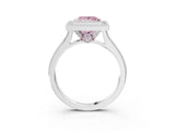 White gold Halo Fancy Pink Princess -Cut Diamond Pave Band Milgrain Prong Setting Ring_38