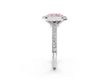 White gold Halo Fancy Pink Radiant -Cut Diamond Pave Band Milgrain Prong Setting Ring_57