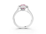 White gold Halo Fancy Pink Radiant -Cut Diamond Pave Band Milgrain Prong Setting Ring_59