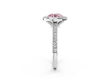 White gold Halo Fancy Pink Round -Cut Diamond Pave Band Milgrain Prong Setting Ring_37