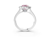 White gold Halo Fancy Pink Round -Cut Diamond Pave Band Milgrain Prong Setting Ring_38