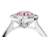 White gold Halo Fancy Pink Round -Cut Diamond Pave Band Milgrain Prong Setting Ring_39