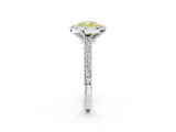 White gold Halo Fancy Yellow Cushion -Cut Diamond Pave Band Milgrain Prong Setting Ring_57