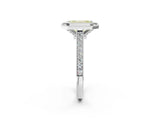 White gold Halo Fancy Yellow Emerald -Cut Diamond Pave Band Milgrain Prong Setting Ring_57