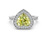 White gold Halo Fancy Yellow Heart -Cut Diamond Pave Band Milgrain Prong Setting Ring_54