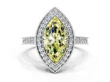 White gold Halo Fancy Yellow Marquise -Cut Diamond Pave Band Milgrain Prong Setting Ring_35
