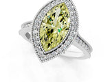 White gold Halo Fancy Yellow Marquise -Cut Diamond Pave Band Milgrain Prong Setting Ring_36