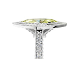 White gold Halo Fancy Yellow Marquise -Cut Diamond Pave Band Milgrain Prong Setting Ring_40