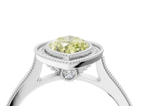 White gold Halo Fancy Yellow Marquise -Cut Diamond Pave Band Milgrain Prong Setting Ring_44