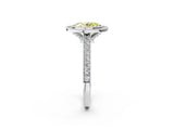 White gold Halo Fancy Yellow Oval -Cut Diamond Pave Band Milgrain Prong Setting Ring_57