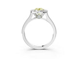 White gold Halo Fancy Yellow Oval -Cut Diamond Pave Band Milgrain Prong Setting Ring_58