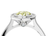 White gold Halo Fancy Yellow Oval -Cut Diamond Pave Band Milgrain Prong Setting Ring_59