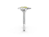 White gold Halo Fancy Yellow Pear -Cut Diamond Pave Band Milgrain Prong Setting Ring_57