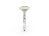 White gold Halo Fancy Yellow Princess -Cut Diamond Pave Band Milgrain Prong Setting Ring_37