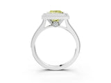 White gold Halo Fancy Yellow Princess -Cut Diamond Pave Band Milgrain Prong Setting Ring_38