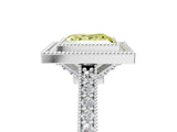 White gold Halo Fancy Yellow Princess -Cut Diamond Pave Band Milgrain Prong Setting Ring_40