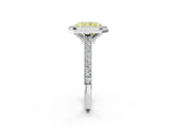 White gold Halo Fancy Yellow Radiant -Cut Diamond Pave Band Milgrain Prong Setting Ring_57