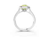 White gold Halo Fancy Yellow Radiant -Cut Diamond Pave Band Milgrain Prong Setting Ring_58